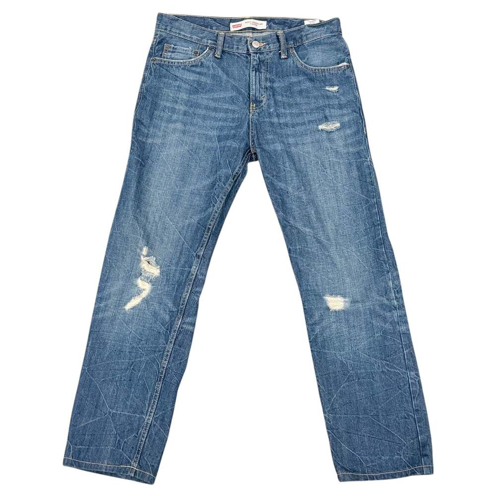 Women’s Levi 502 Regular Taper Jeans Medium Wash 18 Reg 29x29 Distressed Denim